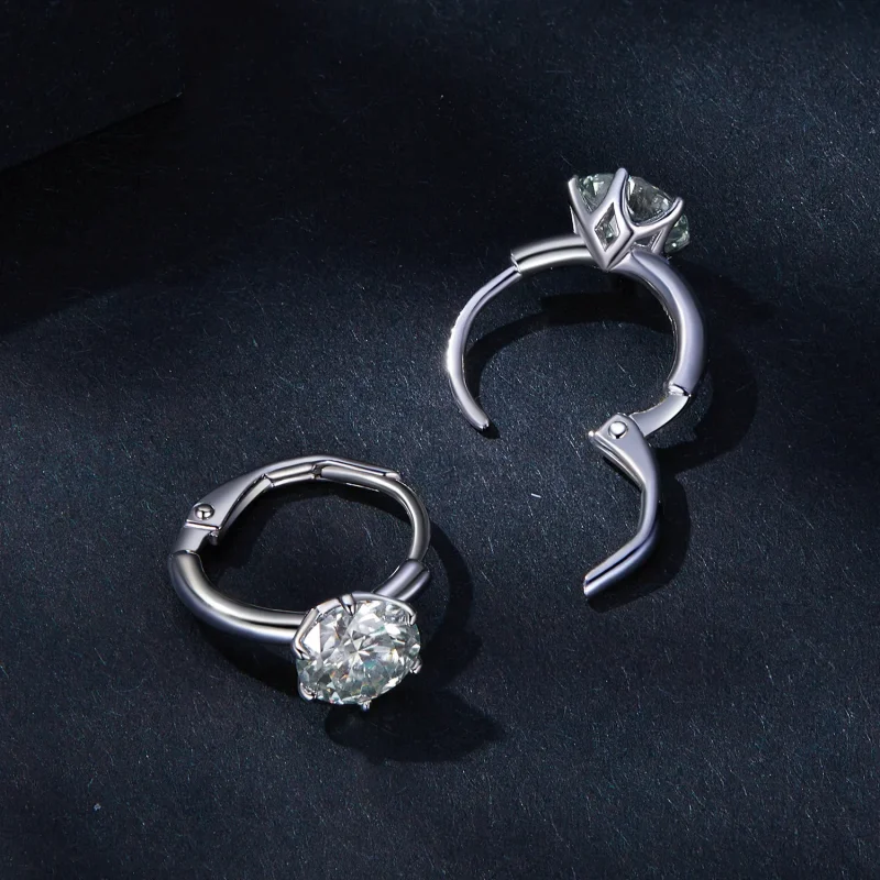 (image for) Pandora Style 1Ct Moissanite Hoop Earrings - MSE037 - View 4