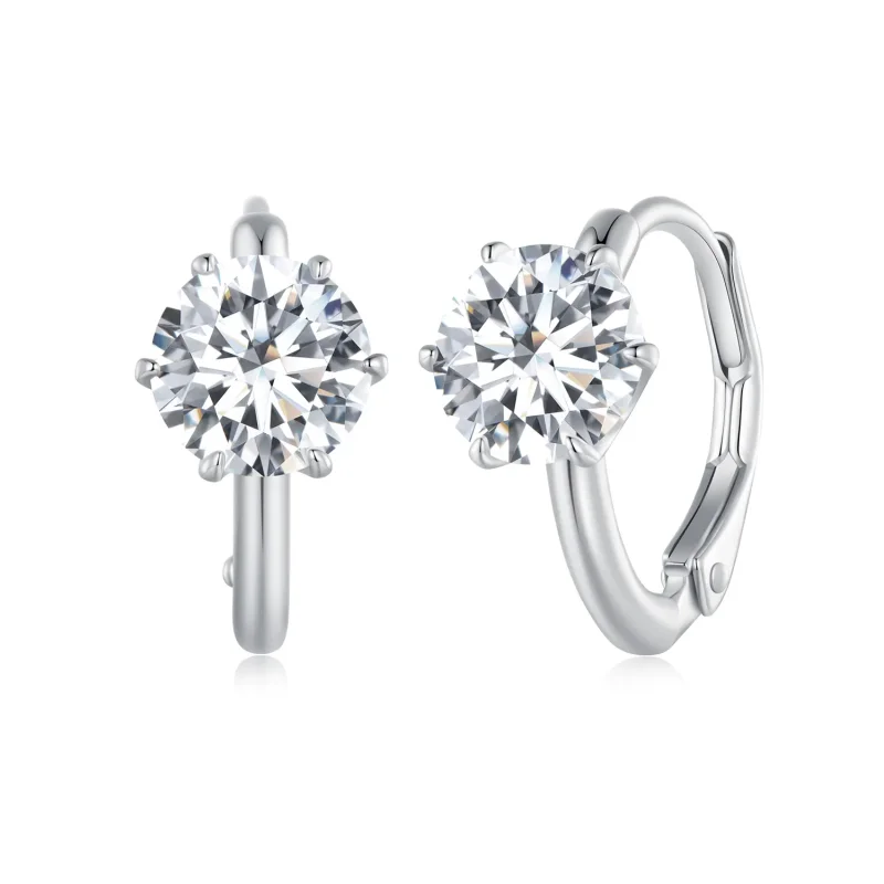 (image for) Pandora Style 1Ct Moissanite Hoop Earrings - MSE037 - Product Image