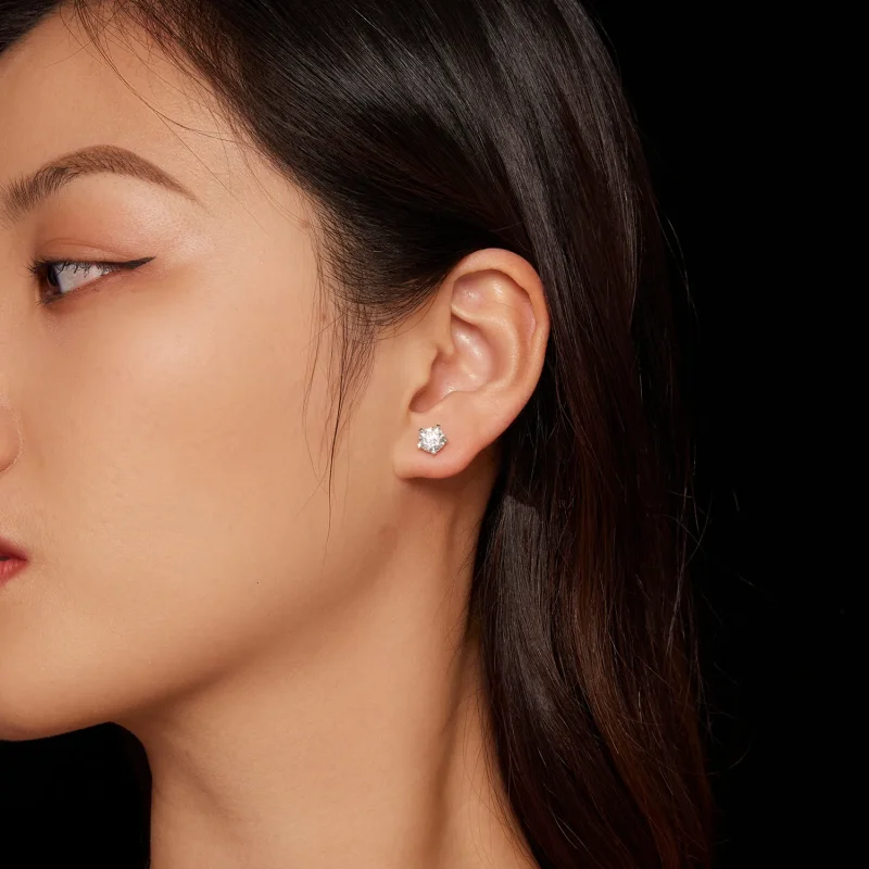 (image for) Pandora Style 1Ct Moissanite Studs Earrings - MSE024-L - View 3