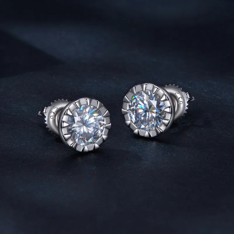 (image for) Pandora Style 1Ct Moissanite Studs Earrings - MSE027 - View 2