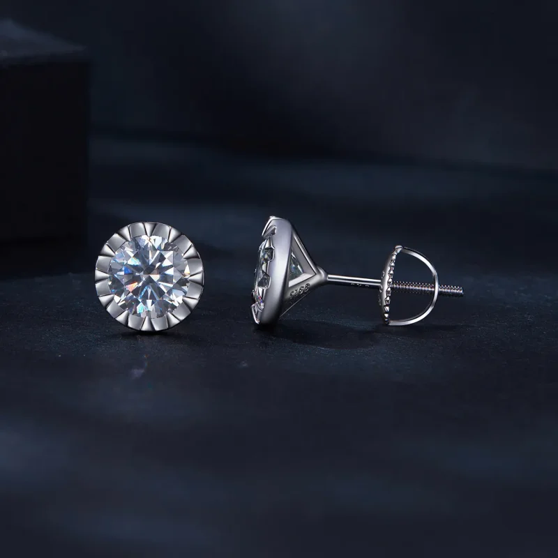 (image for) Pandora Style 1Ct Moissanite Studs Earrings - MSE027 - View 3