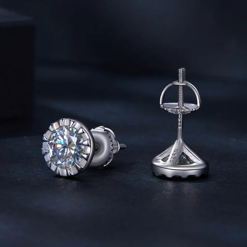 (image for) Pandora Style 1Ct Moissanite Studs Earrings - MSE027 - View 4