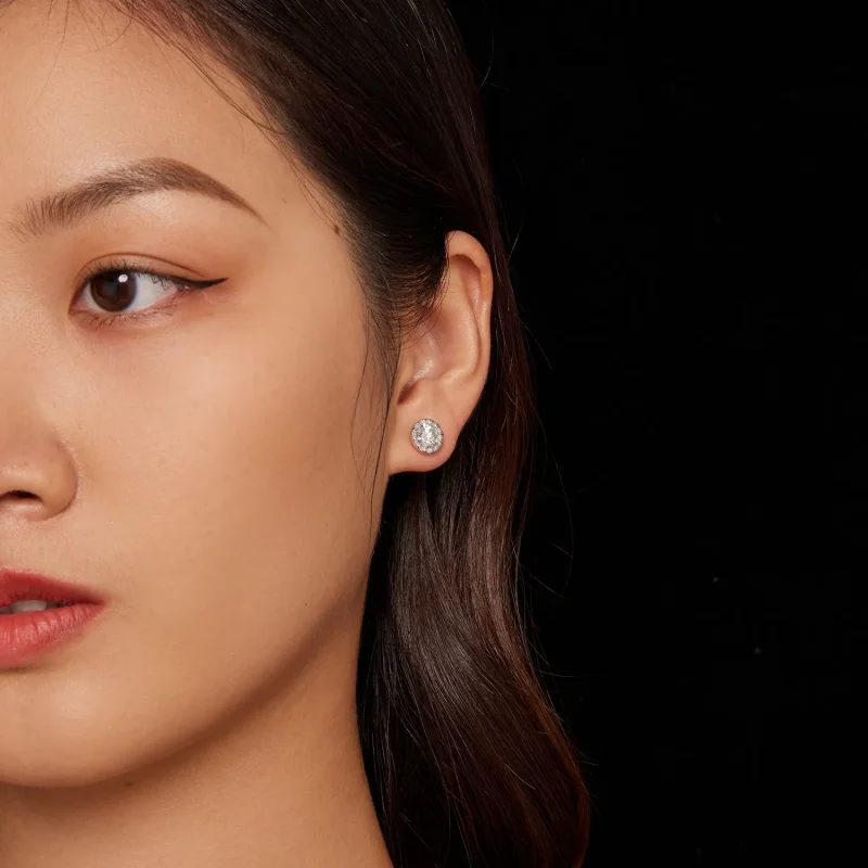 (image for) Pandora Style 1Ct Moissanite Studs Earrings - MSE027 - View 5