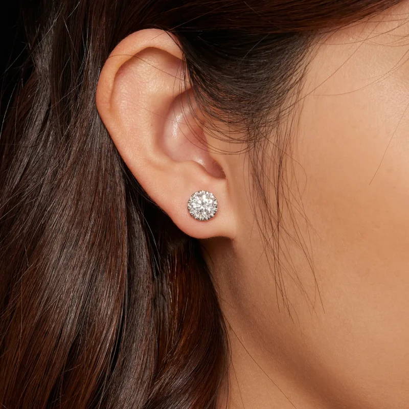 (image for) Pandora Style 1Ct Moissanite Studs Earrings - MSE027 - View 6