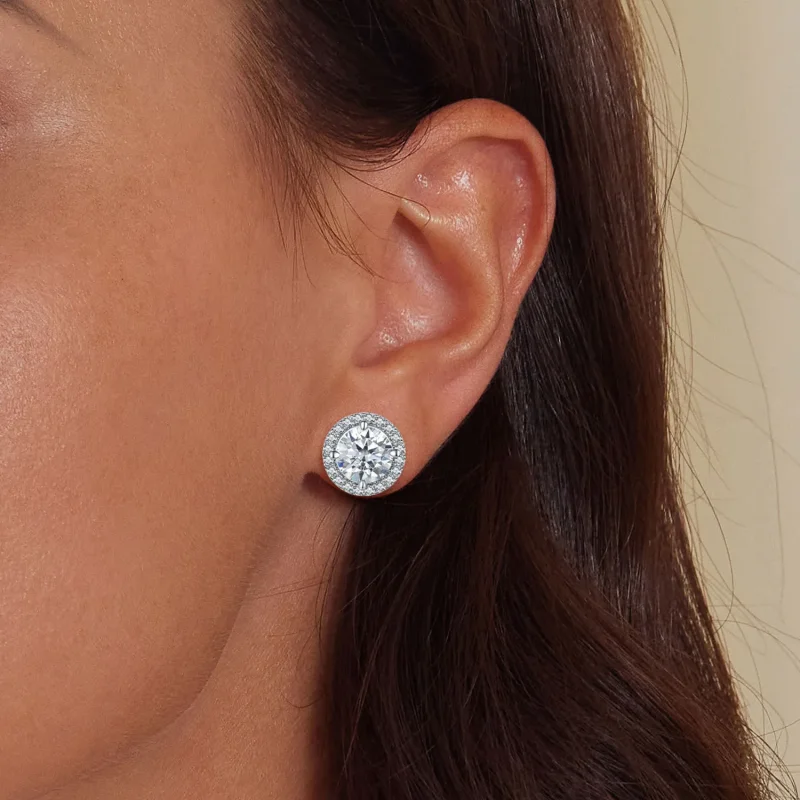 (image for) Pandora Style 1Ct Moissanite Studs Earrings (Two Certificates) - MSE039 - View 5