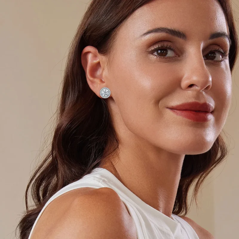 (image for) Pandora Style 1Ct Moissanite Studs Earrings (Two Certificates) - MSE039 - View 6