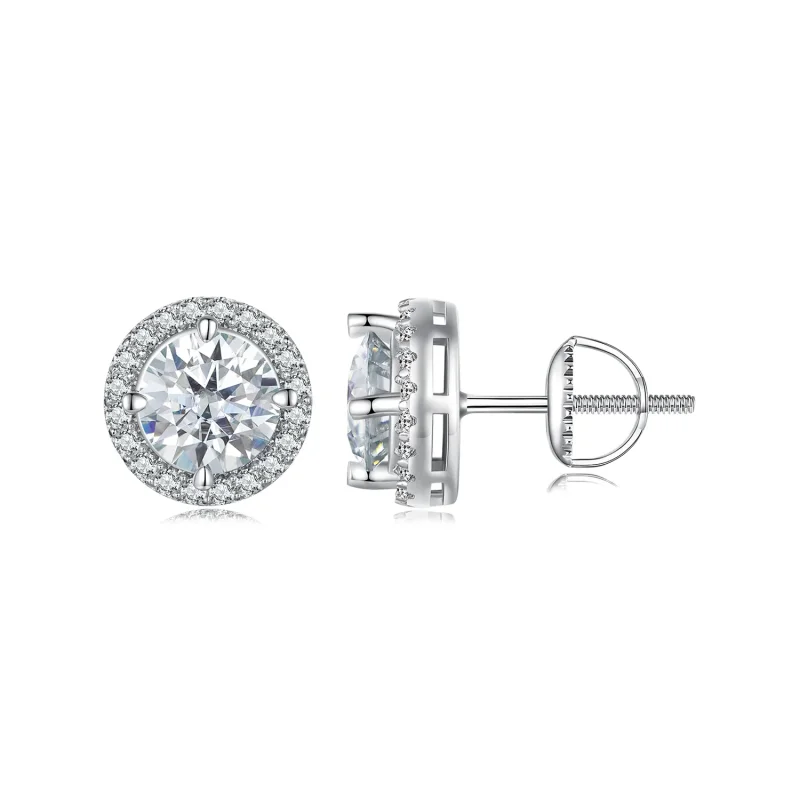 (image for) Pandora Style 1Ct Moissanite Studs Earrings (Two Certificates) - MSE039 - Product Image