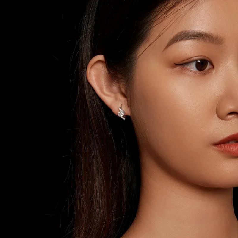 (image for) Pandora Style 50 Pointsmoissanite Hoop Earrings (Two Certificates) - MSE036 - View 6