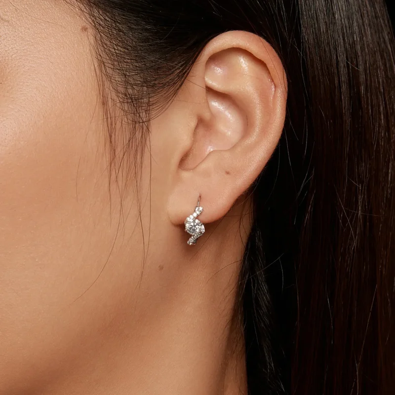 (image for) Pandora Style 50 Pointsmoissanite Hoop Earrings (Two Certificates) - MSE036 - View 7