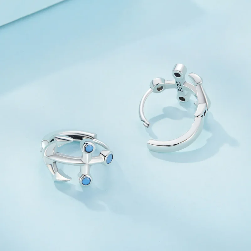 (image for) Pandora-style Anchor Hoop Earrings - SCE1619 - View 3