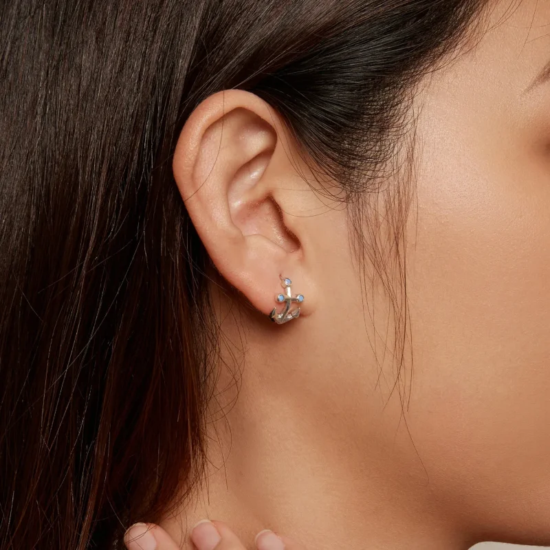 (image for) Pandora-style Anchor Hoop Earrings - SCE1619 - View 7