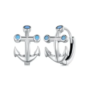 (image for) Pandora-style Anchor Hoop Earrings - SCE1619