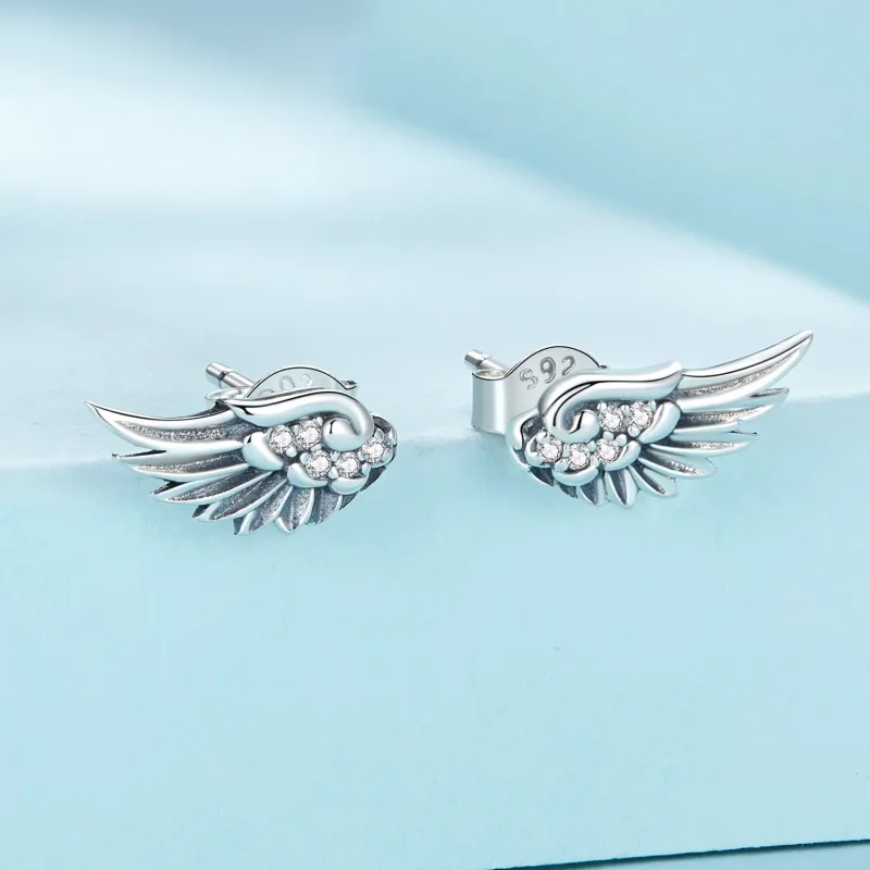 (image for) Pandora Style Angel Wings Studs Earrings - SCE1579 - View 2