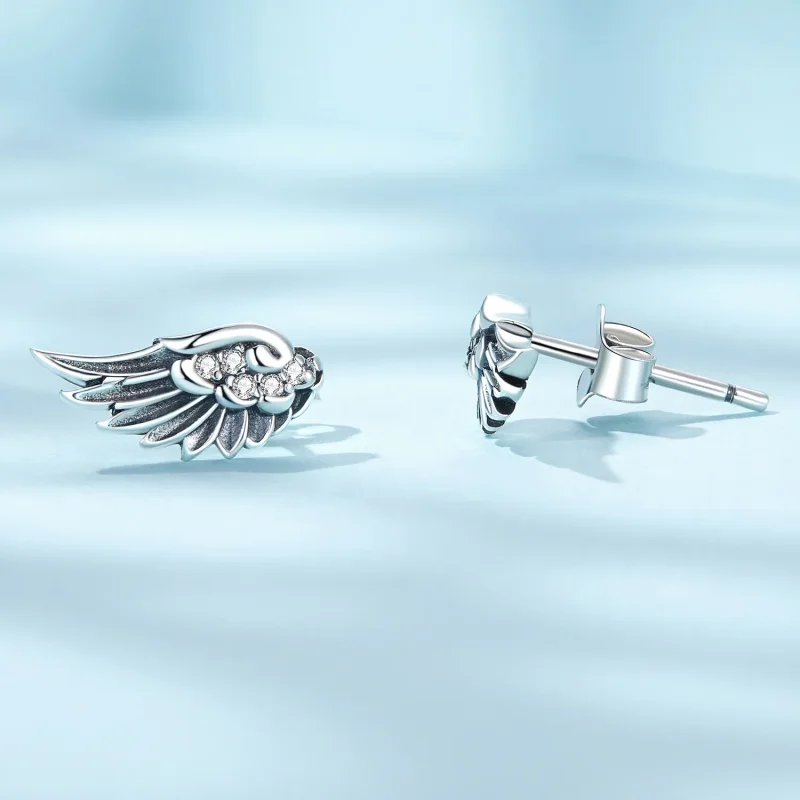 (image for) Pandora Style Angel Wings Studs Earrings - SCE1579 - View 3