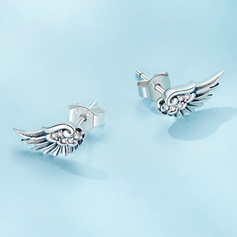 (image for) Pandora Style Angel Wings Studs Earrings - SCE1579 - View 4