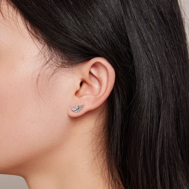 (image for) Pandora Style Angel Wings Studs Earrings - SCE1579 - View 6
