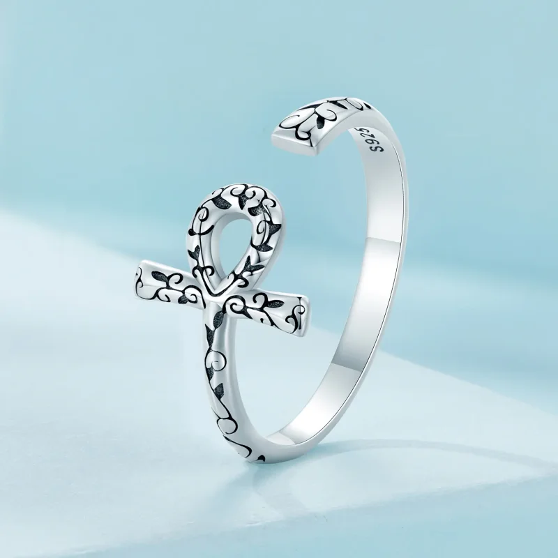 (image for) Pandora Style Ankh Cross Open Ring - SCR972-E - View 2