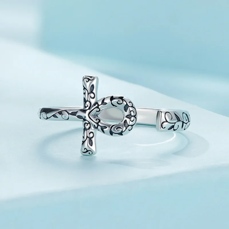 (image for) Pandora Style Ankh Cross Open Ring - SCR972-E - View 3