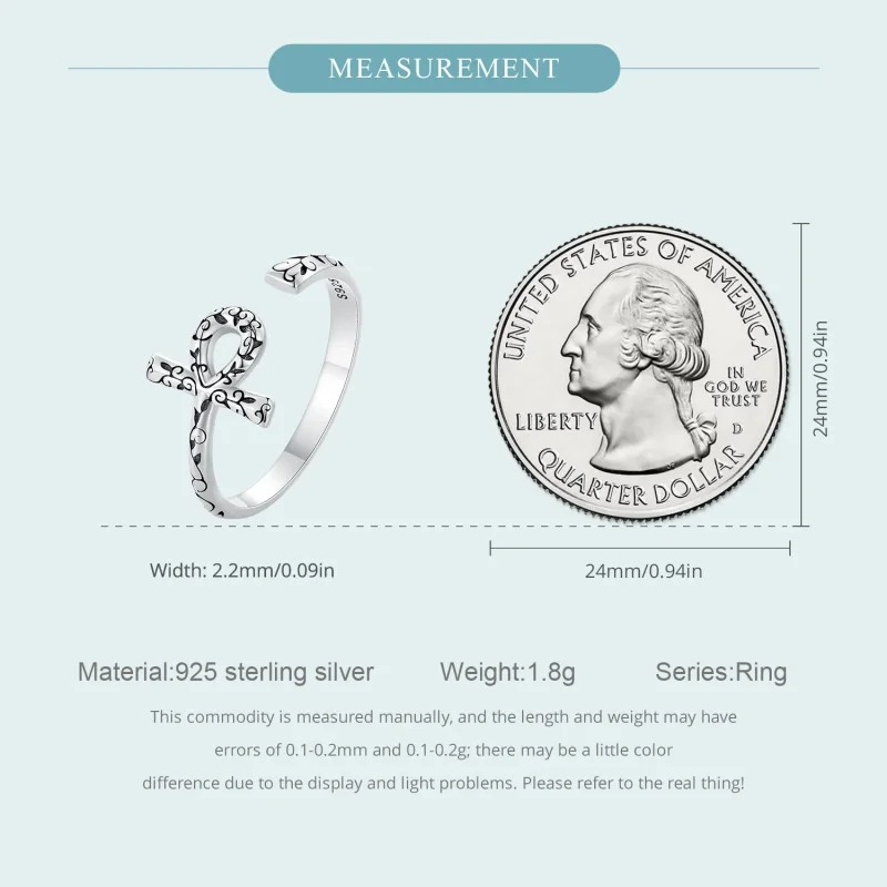 (image for) Pandora Style Ankh Cross Open Ring - SCR972-E - View 5