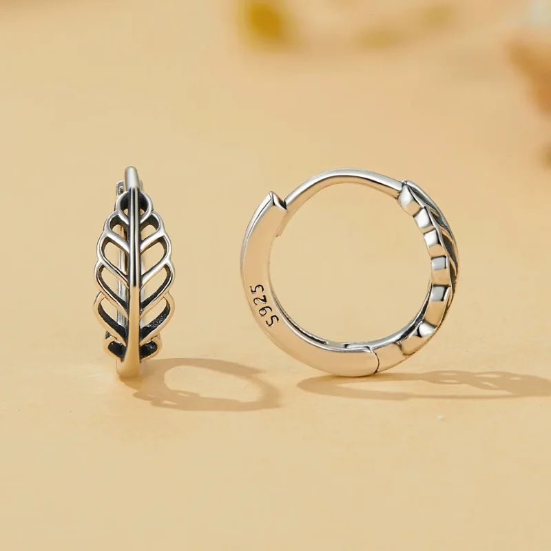 (image for) Pandora Style Autumn Leaves Hoop Earrings - SCE1636 - View 2