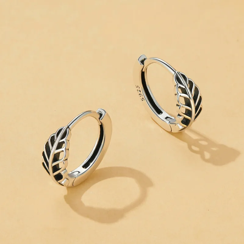 (image for) Pandora Style Autumn Leaves Hoop Earrings - SCE1636 - View 3