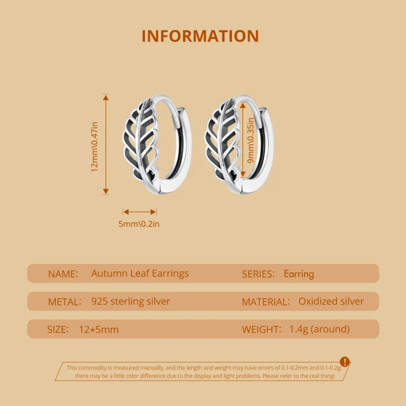 (image for) Pandora Style Autumn Leaves Hoop Earrings - SCE1636 - View 6