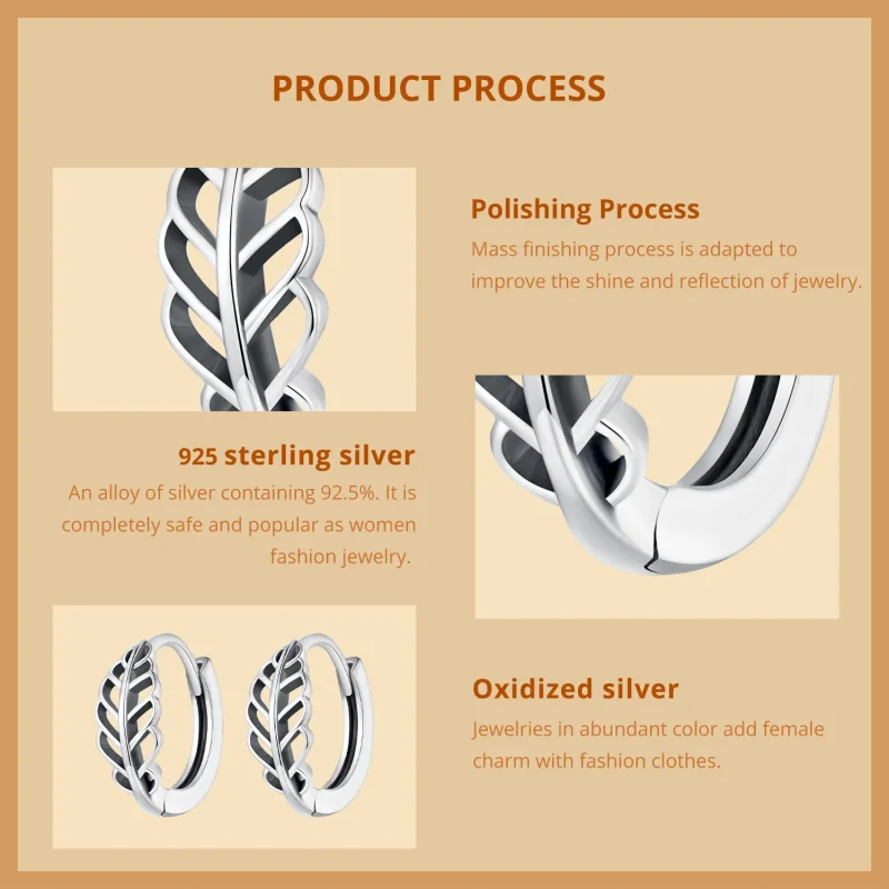 (image for) Pandora Style Autumn Leaves Hoop Earrings - SCE1636 - View 8