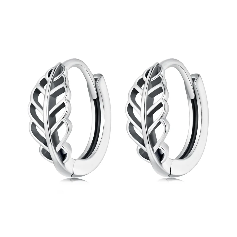 (image for) Pandora Style Autumn Leaves Hoop Earrings - SCE1636 - Product Image