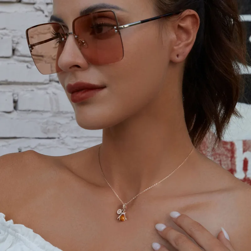 (image for) Pandora Style Bee Daisy Necklace - BSN356 - View 6