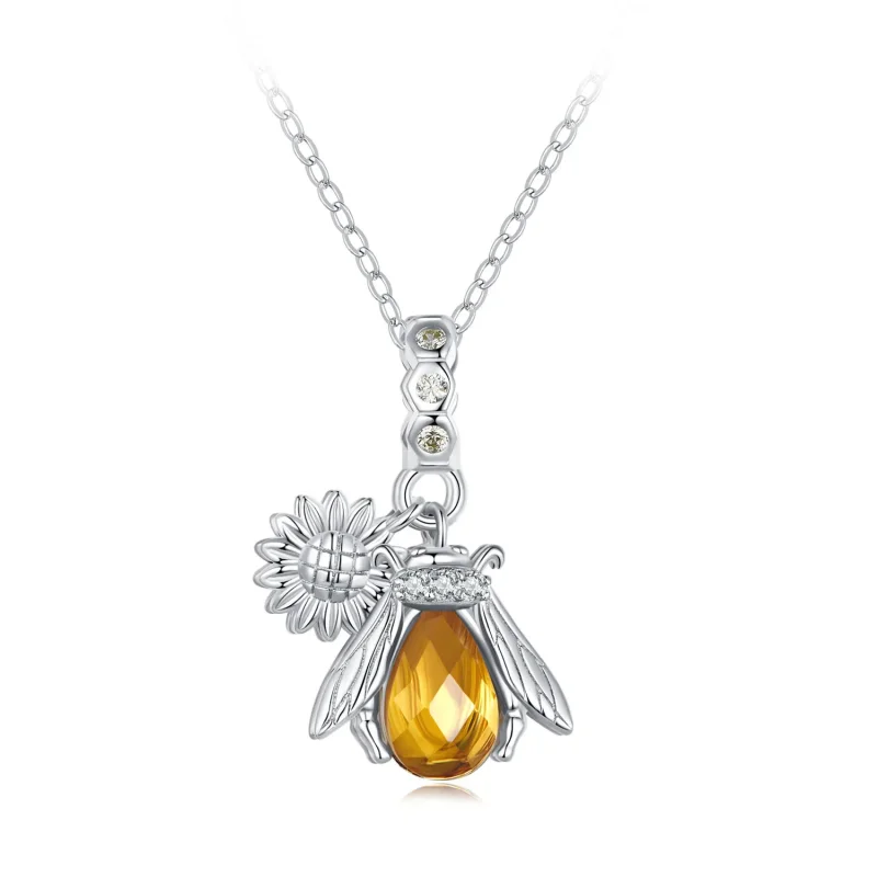 (image for) Pandora Style Bee Daisy Necklace - BSN356 - Product Image
