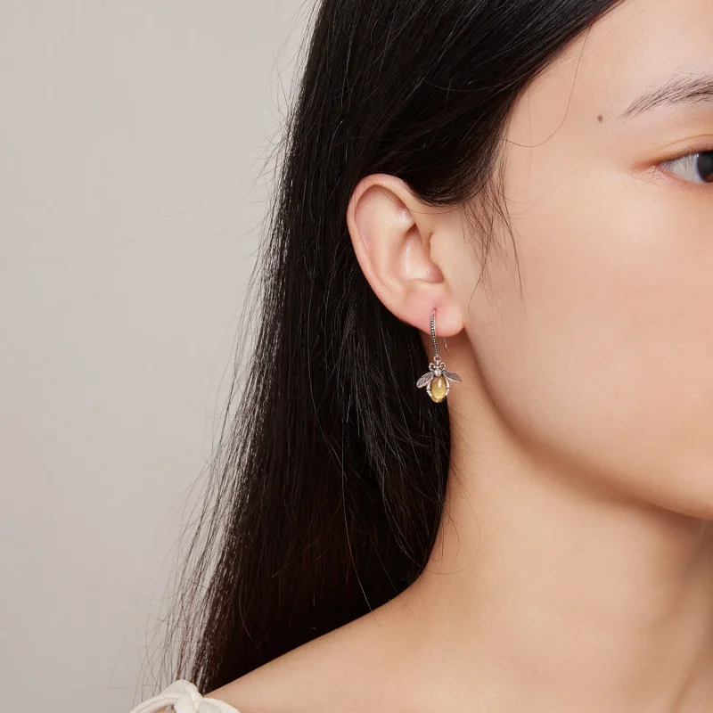 (image for) Pandora Style Bee Dangle Earrings - SCE1570 - View 6