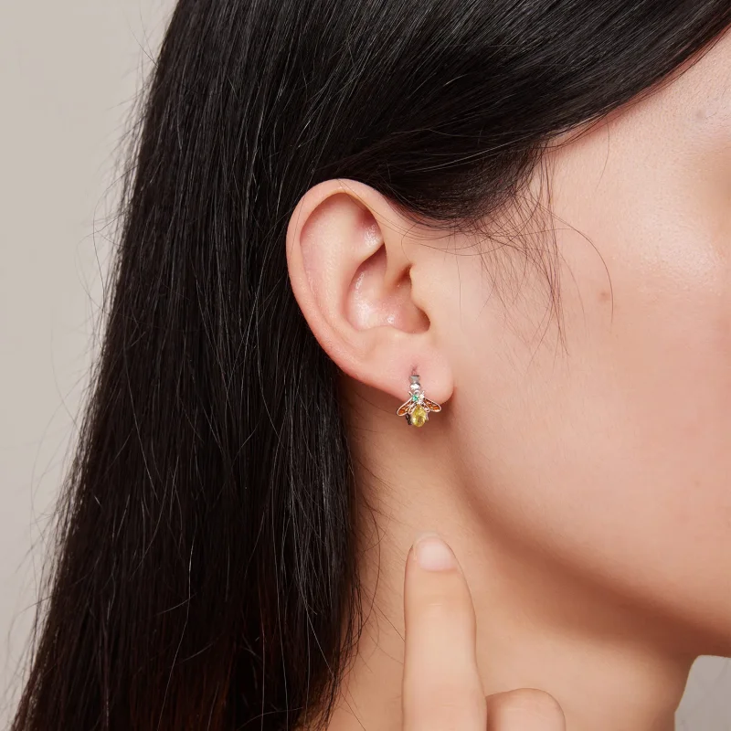 (image for) Pandora Style Bee Hoop Earrings - BSE808 - View 7