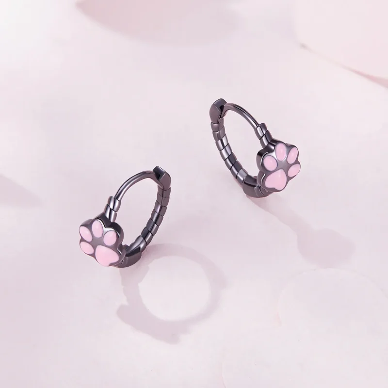 (image for) Pandora Style Black Cat Claw Hoop Earrings - SCE1576 - View 7