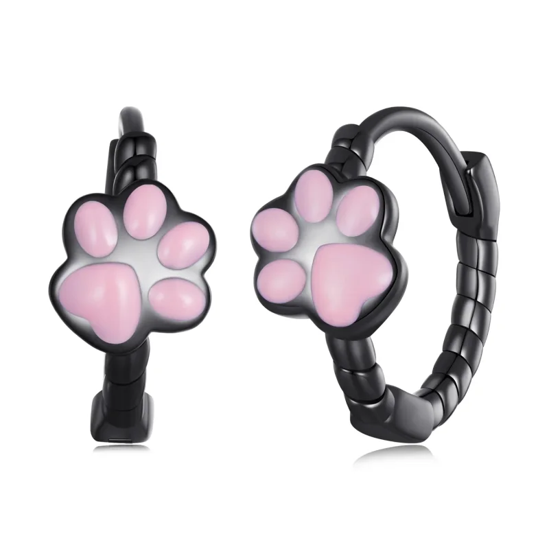 (image for) Pandora Style Black Cat Claw Hoop Earrings - SCE1576 - View 8