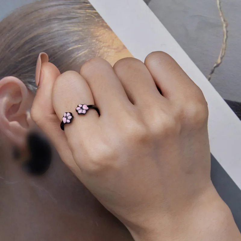 (image for) Pandora Style Black Cat Claw Open Ring - SCR913! - View 6