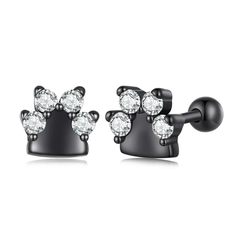 (image for) Pandora Style Black Dog Paws Studs Earrings - SCE1575 - View 8