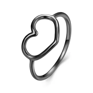 (image for) Pandora Style Black Heart Shaped Ring - SCR641-D