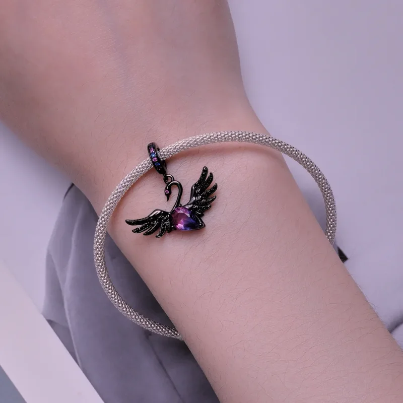 (image for) Pandora Style Black Swan Dangle - SCC2490 - View 5