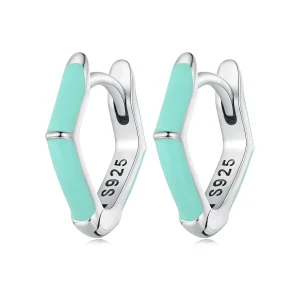 (image for) Pandora Style Blue Diamond Hoop Earrings - SCE1569-GN