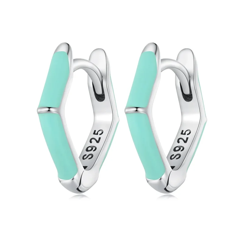 (image for) Pandora Style Blue Diamond Hoop Earrings - SCE1569-GN - Product Image