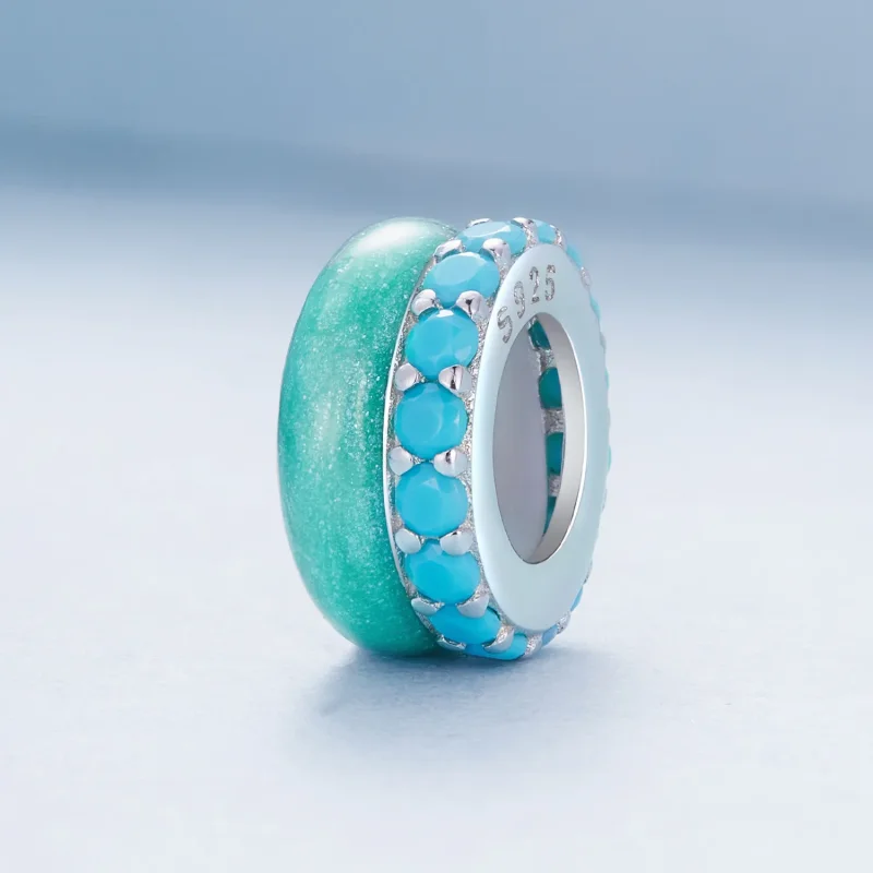 (image for) Pandora Style Blue Double Layer Silicone Spacer - BSC883-TQ - View 2