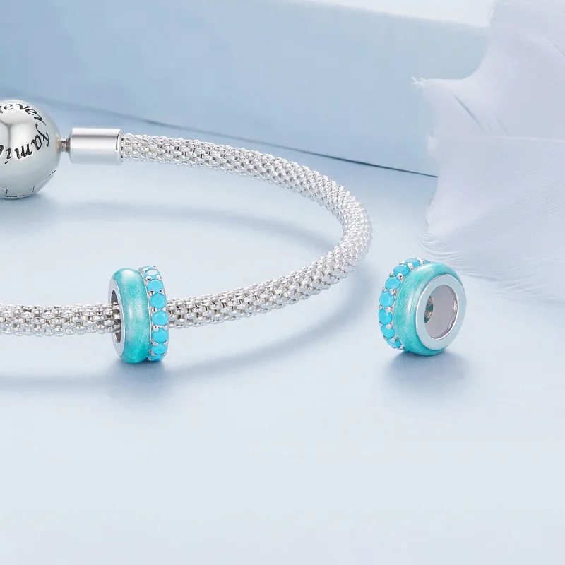 (image for) Pandora Style Blue Double Layer Silicone Spacer - BSC883-TQ - View 4