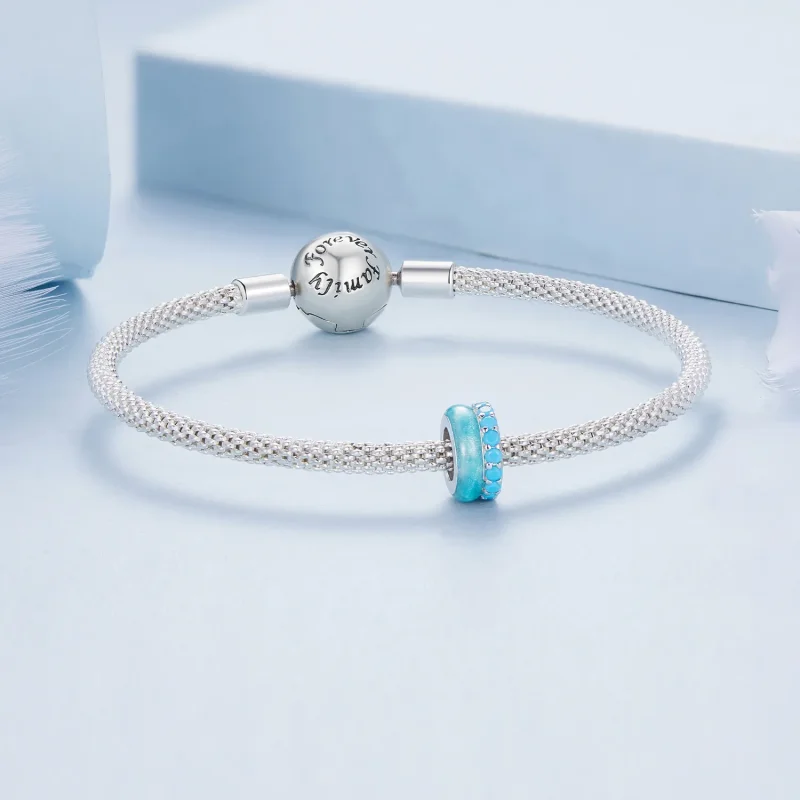 (image for) Pandora Style Blue Double Layer Silicone Spacer - BSC883-TQ - View 5