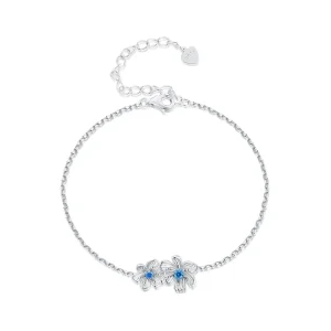 (image for) Pandora Style Blue Flower Chain Bracelet - BSB138