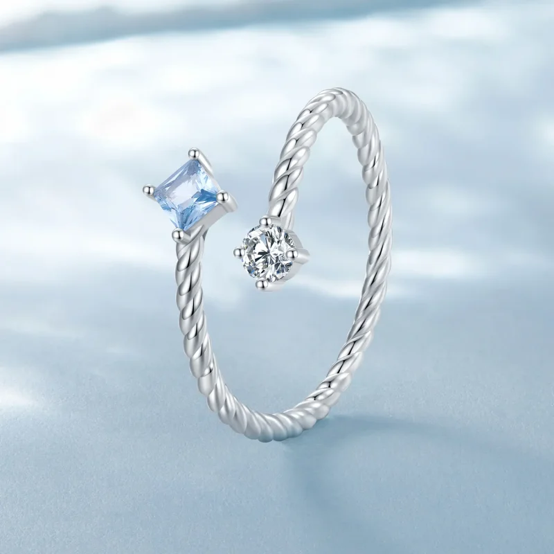 (image for) Pandora Style Blue Twist Ring - SCR923 - View 2