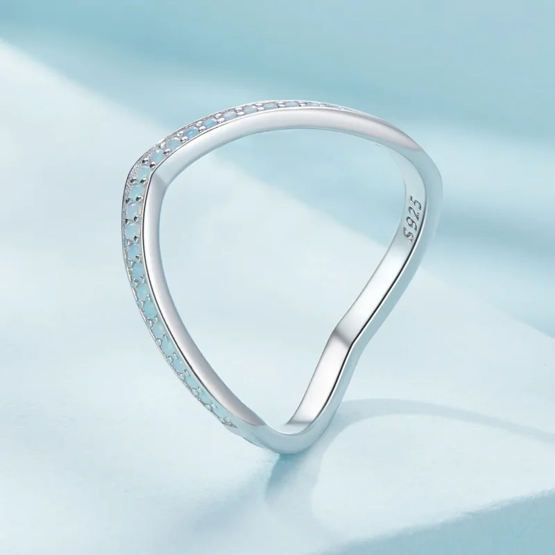 (image for) Pandora Style Blue Wish Bone Ring - SCR945-LB - View 2