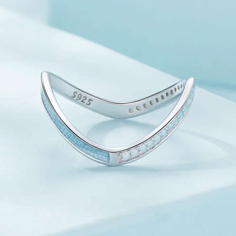 (image for) Pandora Style Blue Wish Bone Ring - SCR945-LB - View 3