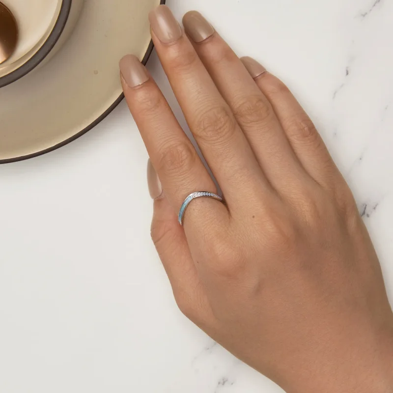 (image for) Pandora Style Blue Wish Bone Ring - SCR945-LB - View 5