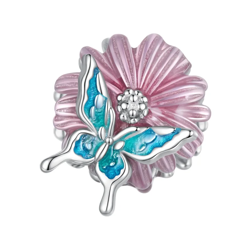 (image for) Pandora Style Butterfly Chrysanthemum Charm - BSC788 - Product Image