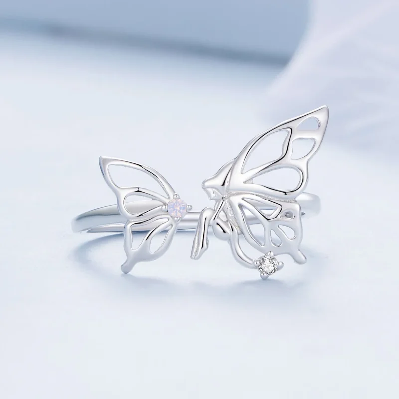 (image for) Pandora Style Butterfly Elf Ring - BSR484-E - View 3